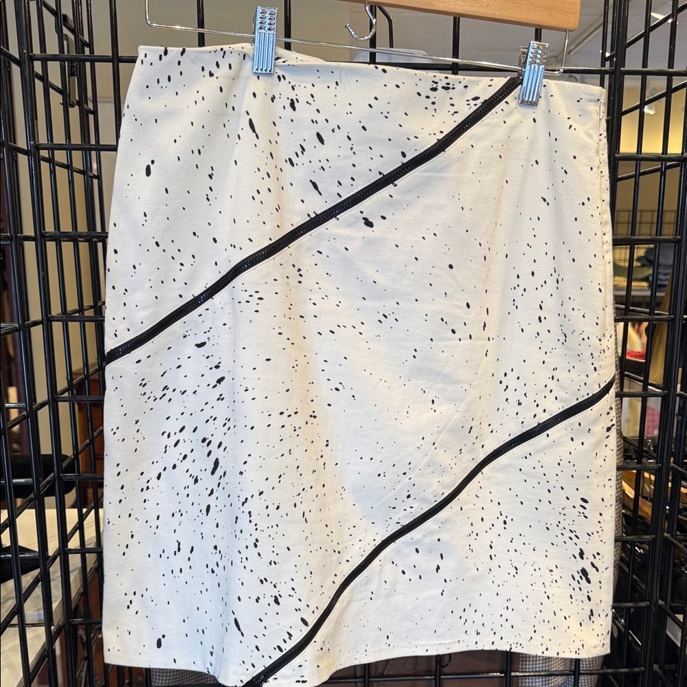 Worth Black and White Speckled Pencil Skirt